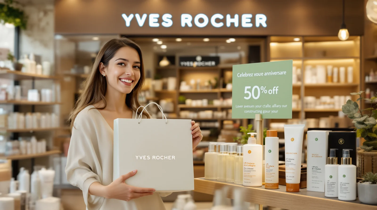 Produit de beauté gratuit et -50% chez Yves Rocher