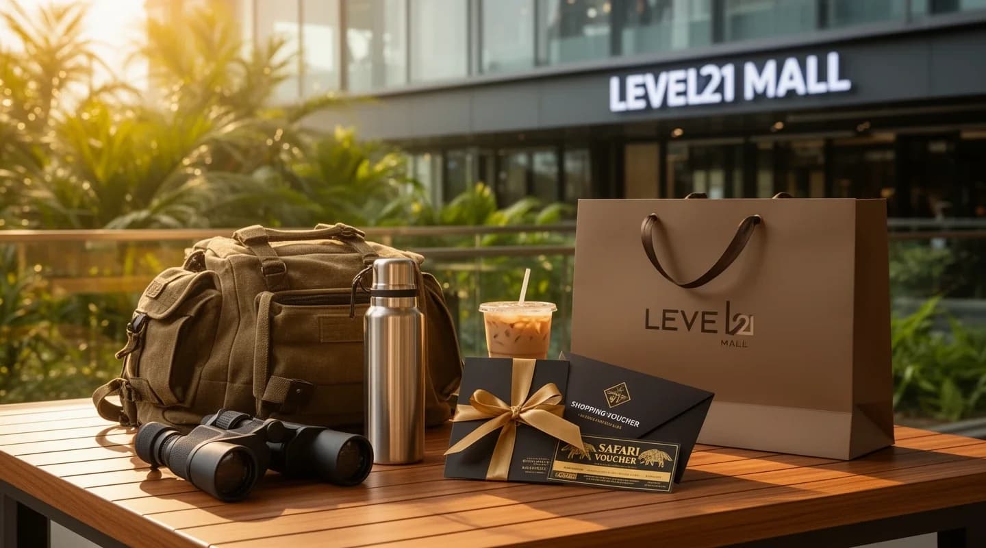 Voucher belanja, makan, parkir, Bali Zoo, dan hadiah menarik lainnya.